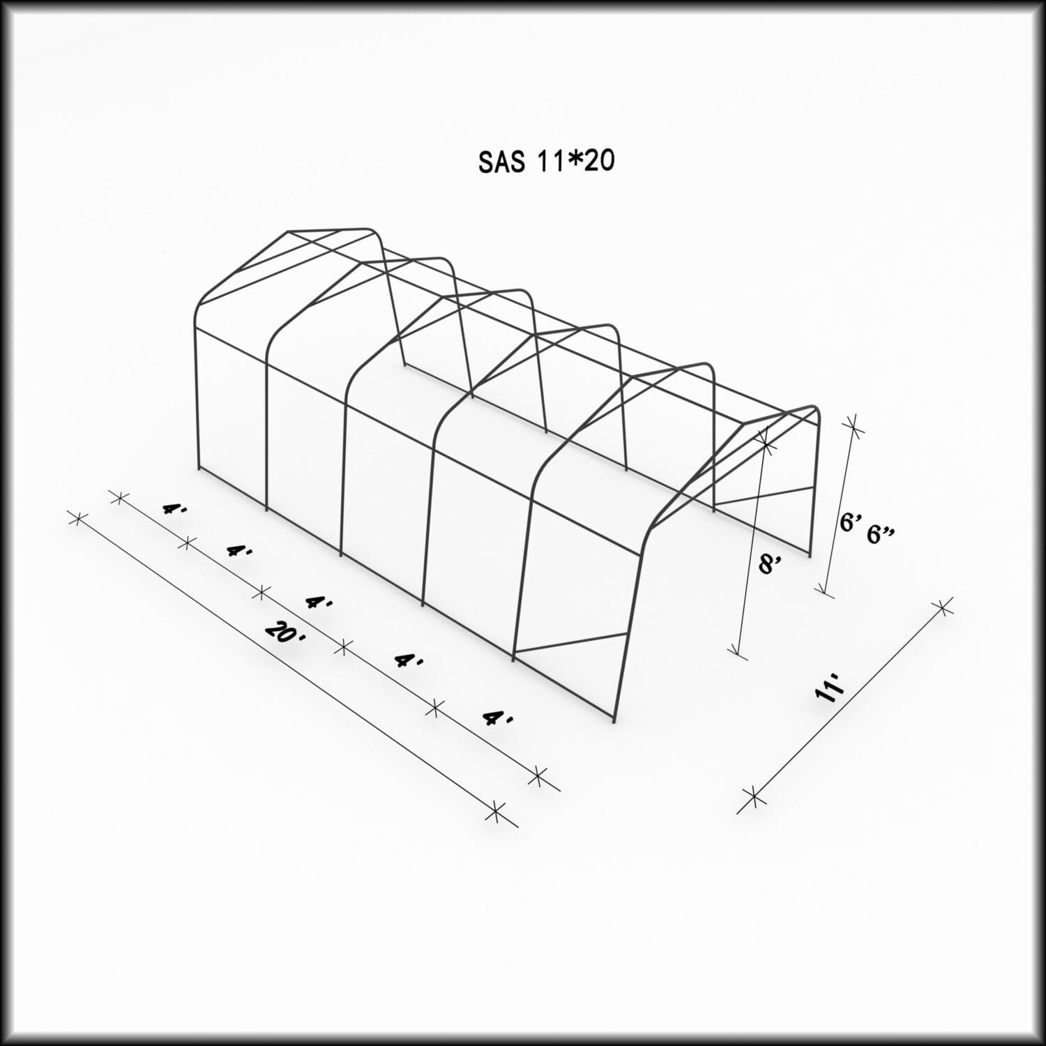 Car Shelter 11 ft. X 20 ft. ASM11x20 CLEAR 60051963136 (2)