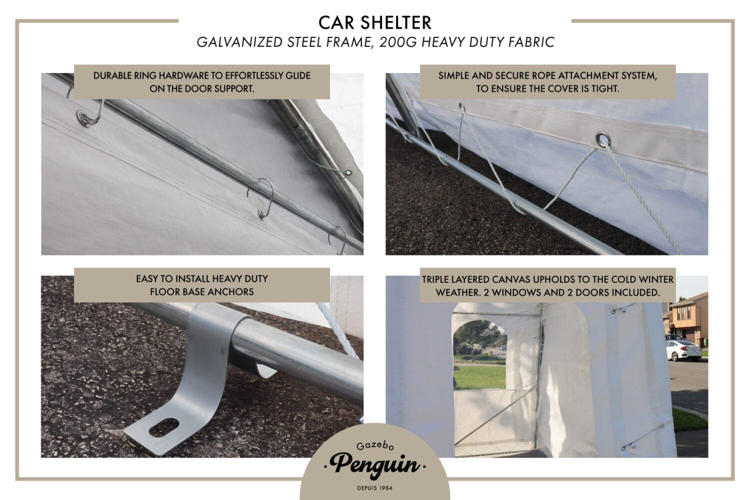 Deluxe Double Car Shelter 20 ft. x 20 ft. CO20X20FF 200 WHI 60051343211 (1)