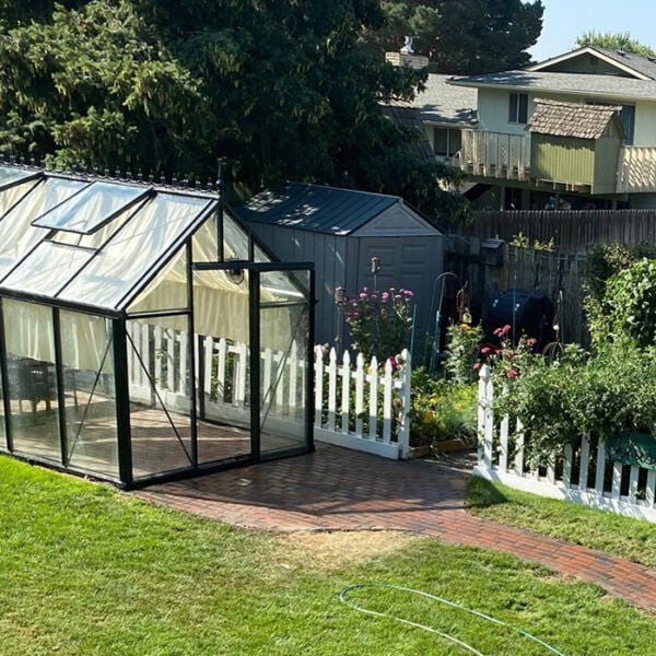 Junior Victorian Greenhouse J VIC 24 with curtains