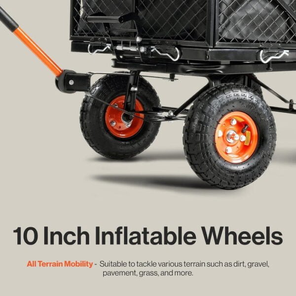 SuperHandy Garden Cart with Tow & Dump Features 10 Tires, Tugger Scooter Compatible6